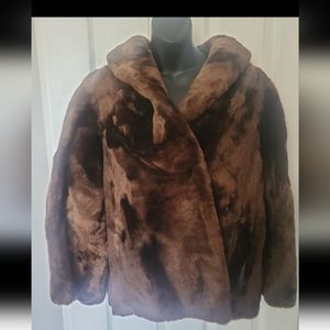 Women's vintage mouton faux fur brown size small